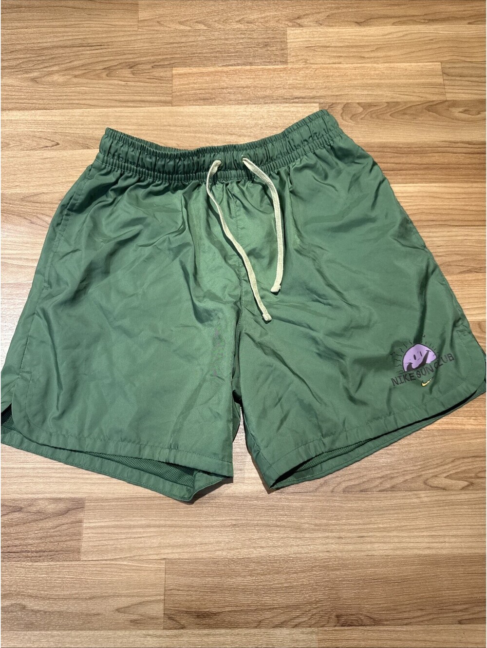 Nike Sun Club Woven Flow Shorts Mens Medium Green Mesh Lined Swim Trunks M